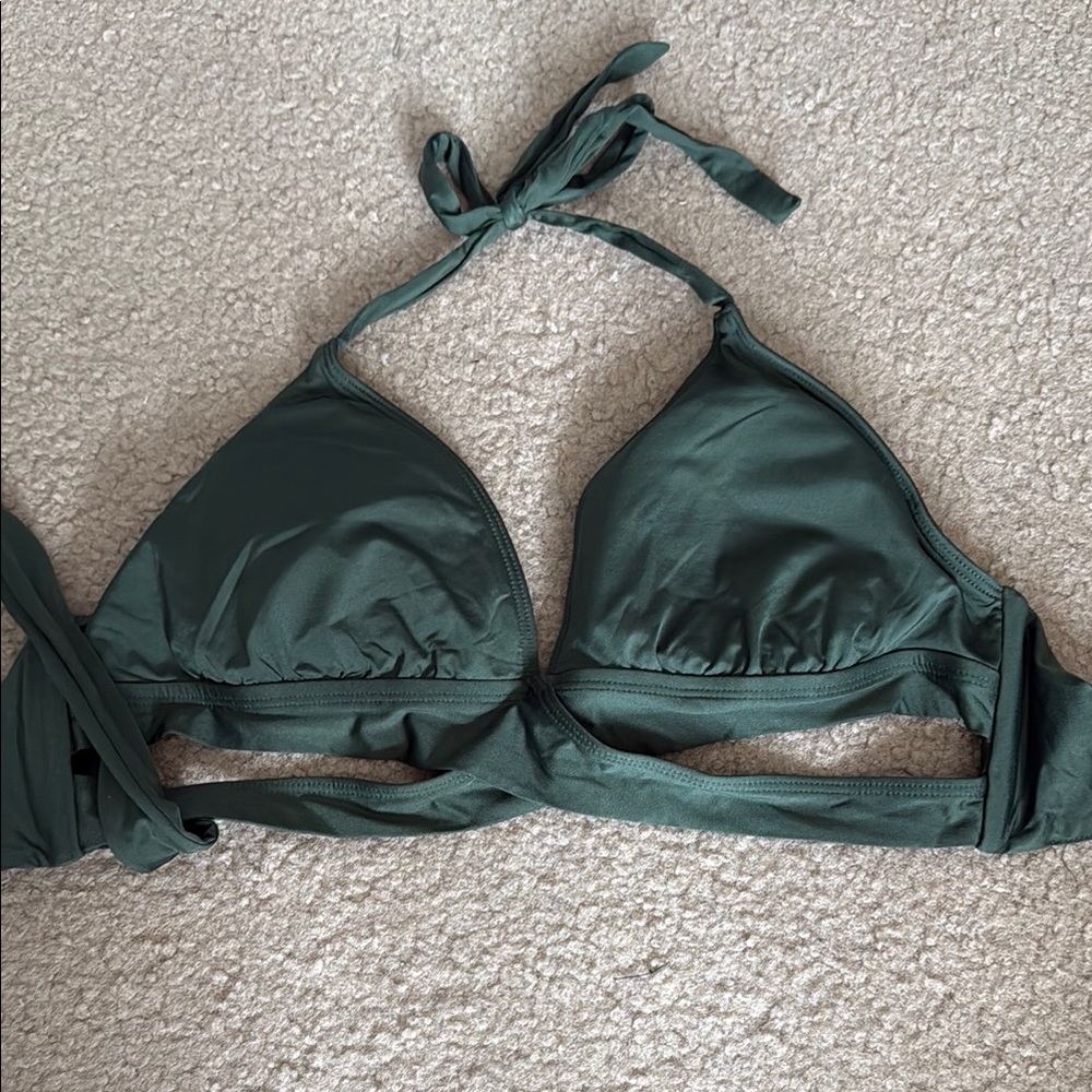 Dark Green Halter Bikini Top